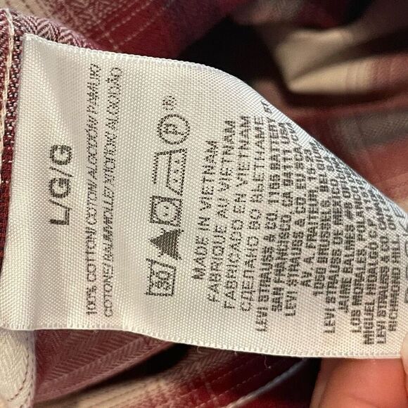 Dockers Mens Plaid Long Sleeve Cotton Button Up Shirt Red White Large - Picture 5 of 7